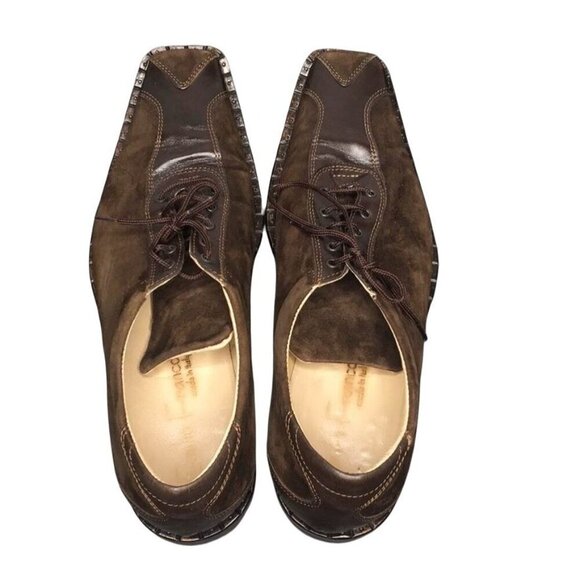 Mens Brown Suede & Leather Square Toe Lace-Up Dress Shoes Size 44 main image 6